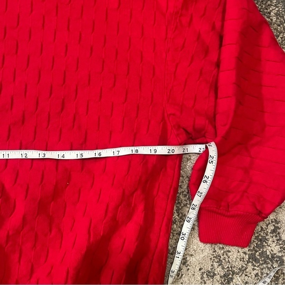 Vintage Textured‎ Basketweave Long Sleeve Collar Shirt Red Size Small Cotton - Picture 8 of 10